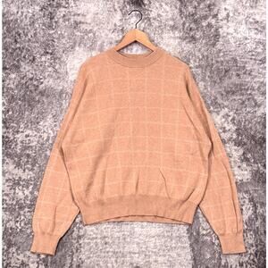 Lunya Cotton Silk Sweater Medium Womens Windowpane Knit Oversized Crewneck